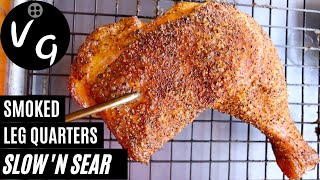 How to use a Slow 'n Sear to Smoke Leg Quarters - Smoking for Beginners