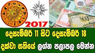 2017 දෙසැම්බර් 11 සිට දෙසැම්බර් 18 දක්වා සතියේ ලග්න පලාපල මෙන්න..!