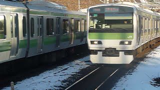 E231系500番台530編成山手線外回り日暮里駅到着(空笛2回あり)