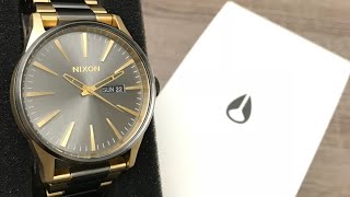 Nixon Sentry SS Gunmetal / Gold Men’s Watch A356595 (Unboxing) @UnboxWatches