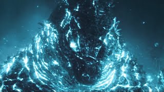 Burning Godzilla with blue nuclear pulse 4K - Godzilla: King of the Monsters
