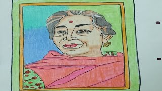 How To Draw Sarojini Naidu || Sarojini Naidu Ki Drawing Easy ||