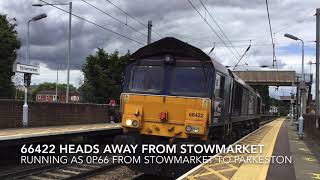 DRS 66422 heads away from Stowmarket running as 0P66