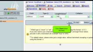 Inserting fields into database tables with phpMyAdmin