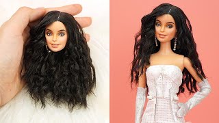 Barbie Doll Makeover | 10 DIY Miniature Ideas for Barbie | Big Makeup, Wig, Dress, and More!