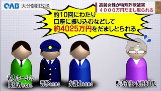 【大分】８０代女性　４０００万円だまし取られる