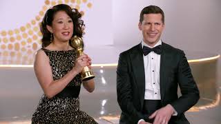 The 76th Annual Golden Globe Awards || Sandra Oh and Andy Samberg Soundbites || #SocialNews.XYZ