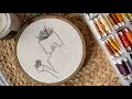 Girl and flowers embroidery hoop || embroidery video || Embroidery for Beginners - Let’s Explore