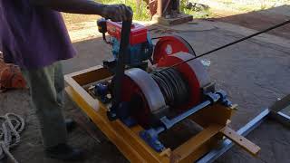 Shaft sinking Head Gear with Diesel Winch. No electricity required.