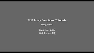PHP Array Functions -25 (array_sum())