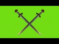 crossed swords green screen 4k 7 videos