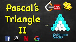 Pascal's Triangle ii | LeetCode 119 | C++, Java, Python