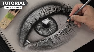 Drawing EYE with Charcoal - Step by step