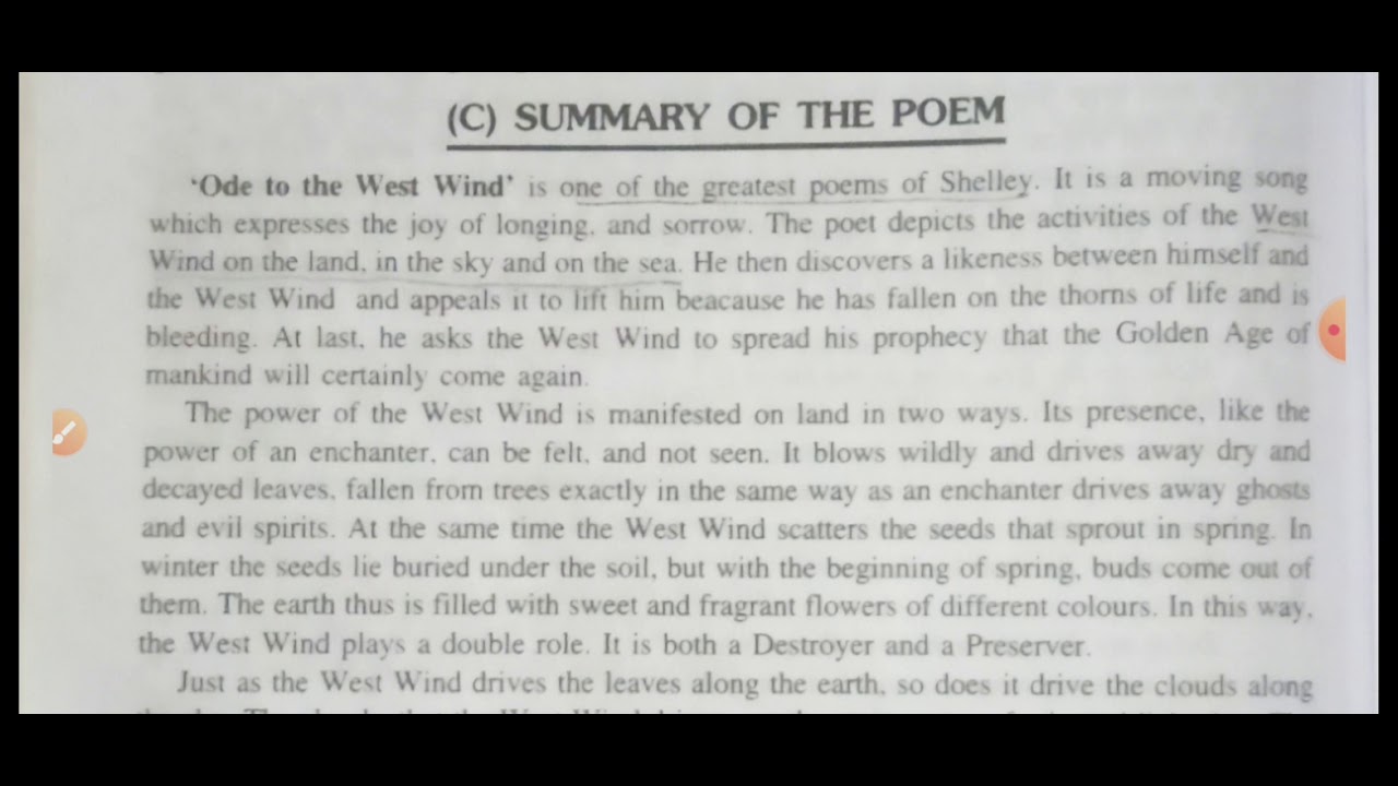 Summary Of The Poem Ode To The West Wind. English Compulsory Class B.A ...