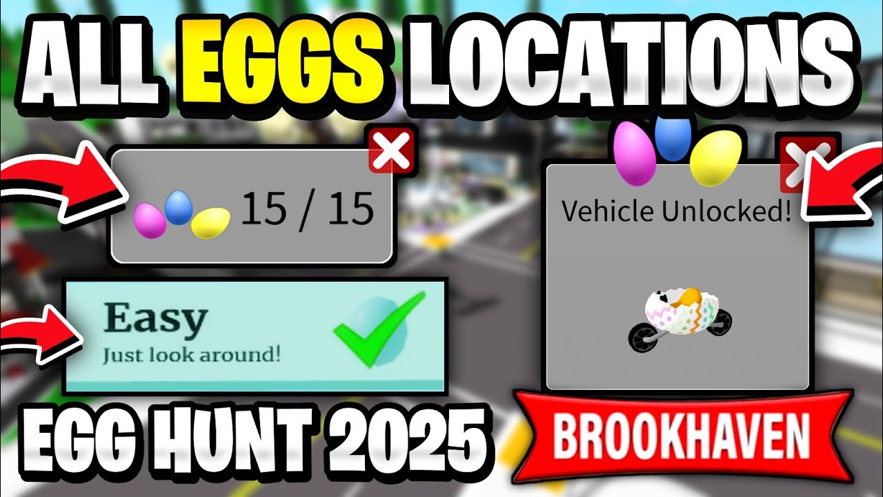 Easy Mode All 15 Easy Mode Eggs Locations In Roblox Brookhaven Easter