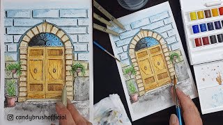Painting A Vintage Door With Watercolors | Timelapse