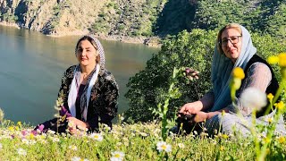 Drinking chamomile tea🍵 in Hajij village. West of Iran | Kurdish women | Village Routines