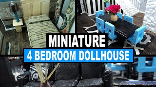 Miniature Paper Mache Modern Four Bedroom Dollhouse