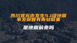 四川宜宾市发生5.1级地震，事发前曾有青蛙聚集，是地震前兆吗？