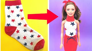 How to make BARBIE CLOTHES with SOCKS | Barbie Hacks and Crafts 2020