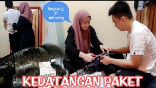 AKHIRNYA PAKET YANG DI TUNGGU-TUNGGU DATANG JUGA SAYA DAN SUAMI LANGSUNG UNBOXING PAKETNYA