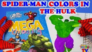 SuperHeroes Spiderman Colors in The Hulk Avengers Coloring Book ToyfunTV