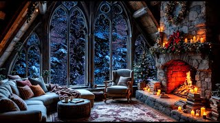 🔥 ❄️ Cozy Winter Nights: Fireplace and Snowfall for Tranquil Relaxation