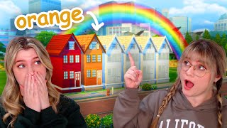 can we build a fully ORANGE townhouse in the sims? | rainbow townhouses pt 2