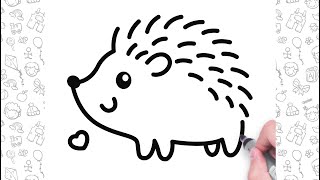 How to Draw a Hedgehog Easy | Bolalar uchun hayvonlarni chizish oson |बच्चों के लिए आसान पशु ड्राइंग