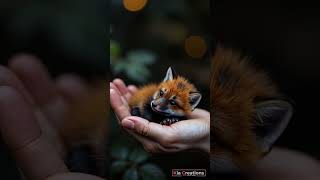 Adorable AI-Generated Baby Fox in Human Hands! 🦊