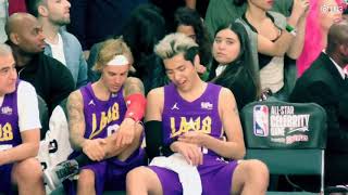 180216 Kris Wu and Justin Bieber -talking at 2018 NBA All Star Celebrity Game