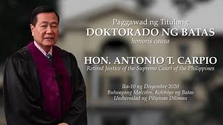 Honoris Causa Conferment Ceremony | Hon. Antonio Carpio