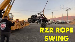 Rope swinging my Polaris RZR from a crane!