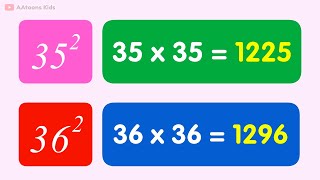 List of Squares from 1 to 50 | Maths for kids | @AAtoonsKids