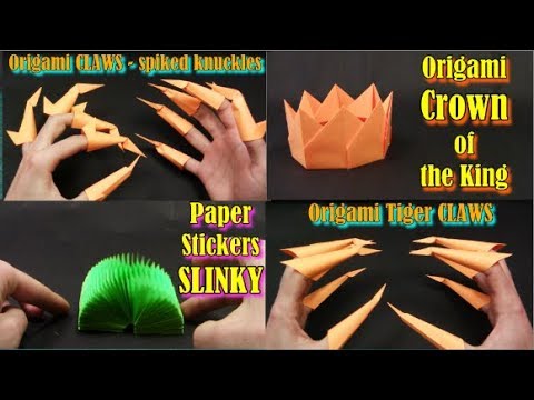 Origami of STICKERS ✦ IN ENGLISH✦ (SLINKY, TIGER CLAWS 2in1, CROWN) MOST EASY Origami for kids DIY Origami of STICKERS ✦ IN ENGLISH✦ (SLINKY, TIGER CLAWS 2in1, CROWN) MOST EASY Origami for kids DIY