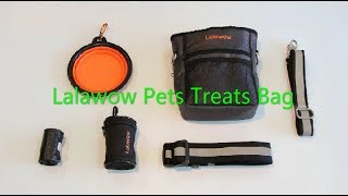 Lalawow Dog Treat Bag 1680D OXFORD + Travel Pet Bowl + Waste Bag Dispenser