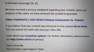 YouTube Have Deleted The Pianogate Livestream (One Year Later)