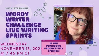 Writing & Productivity Sprints for Wordy Writer Challenge | Writing Sprints (nov 13 @ 7:45PM CT)