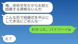 結婚式当日、新郎から突然のキャンセル連絡があり「俺、余命半年なんだ。ごめんな…」と言われたが、彼氏の家には意外な人物が現れた結果www