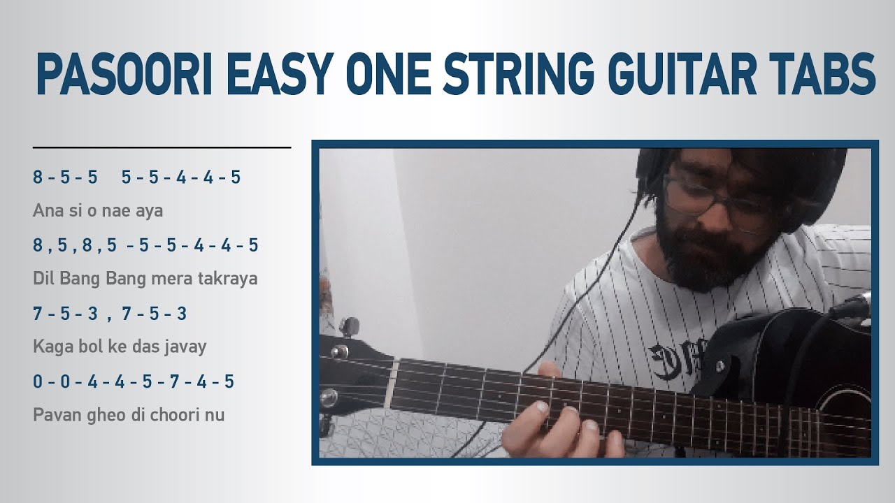 Pasoori Coke Studio Easy One String Guitar Tabs - YouTube