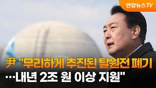 윤대통령 "무리하게 추진된 탈원전 폐기…내년 2조원 이상 지원" / 연합뉴스TV (YonhapnewsTV)