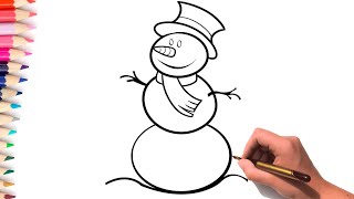 Bolalar uchun kardan odamni chizish / Drawing a snowman for children
