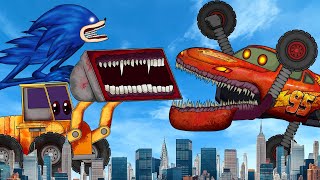 Monster Truck McQueen Vs Sonic Tapes,Monster Truck Bulldozer Eater - Story of transformation