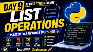 Python Day 9: List Operations 🔥 | append(), insert(), remove(), pop() in Python