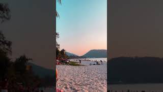 Patong beach Phuket February 2021 many people on the beach 