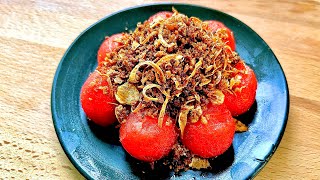 สวนครัวแจกสูตร แตงโมปลาแห้ง เมนูของว่างโบราณหากินยากแต่ทำง่าย | watermelon with dried fish |