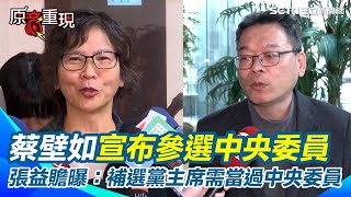 【#原音重現】現目標非黨主席！蔡壁如請辭台中市政顧問參選中央委員 表態「林富男、黃國昌若選黨主席我都支持」 張益贍曝關鍵：補選黨主席需當過中央委員｜三立新聞網 SETN.com