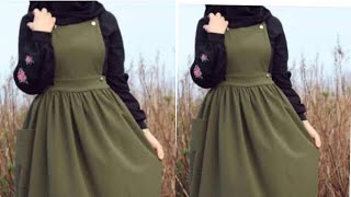 Shoulder strap dress cutting and stitching, pocket dres / women pinafore dres / eid models