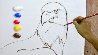 How to Paint Realistic Portrait of an Eagle in Acrylics / Time-lapse / JMLisondra