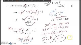 IGCSE PAST PAPER Mathematics Logarithm Questions